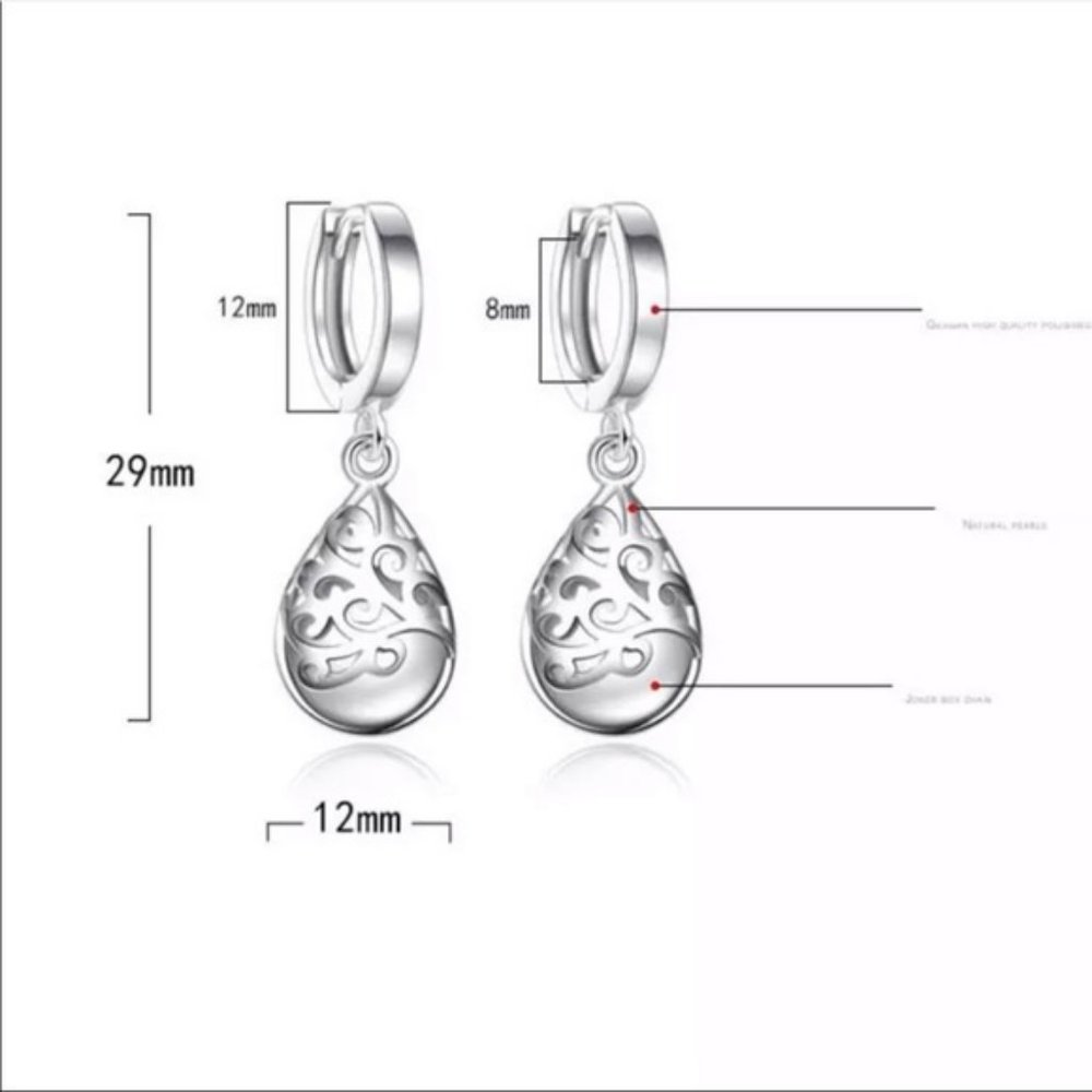 💫White Cat's Eye Stone Water Drop Earrings 💫 - Picture 3 of 4